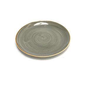 PIATTO PIANO cm.26  grigio puntinato STONECAST