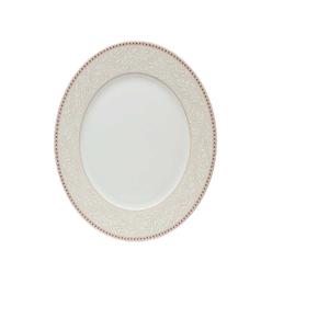 PIANO TONDO ARABESQUE beige cm.32 porcellana bianca OLIVA