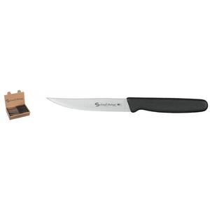 COLTELLO BISTECCA lama mezza dentata cm.11 manico nylon nero acciaio inox SUPRA S685.B12