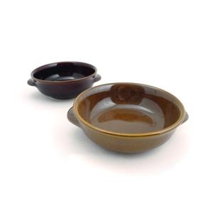 TEGAME TONDO CON MANICI cm.11x4,5h marrone STONEWARE