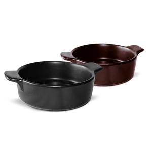 TEGAME TONDO CON MANICI cm.13x3,9h marrone STONEWARE