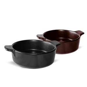 TEGAME TONDO CON MANICI cm.13x3,9 nero STONEWARE