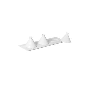 PIATTO PER 3 CLOCHE cm.45x16x1,5 porcellana bianca