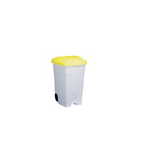 CONTENITORE PEDALE cm51x57x70 lt70 bianco/giallo CONTIBASIC