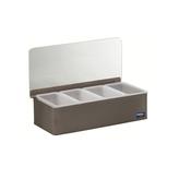 PORTACONDIMENTI 4 CONTENITORI cm.30x14x9h ACCIAIO INOX