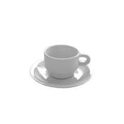 TAZZA CAFFE' CON PIATTO cl.8 porcellana bianca RIVIERA