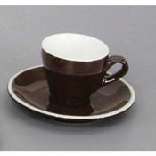 TAZZA CAFFE' CON PIATTO cl.7 porcellana MARRONE BREAKFAST 390/390