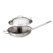 WOK con griglia e coperchio cm.32x8h ACCIAIO INOX